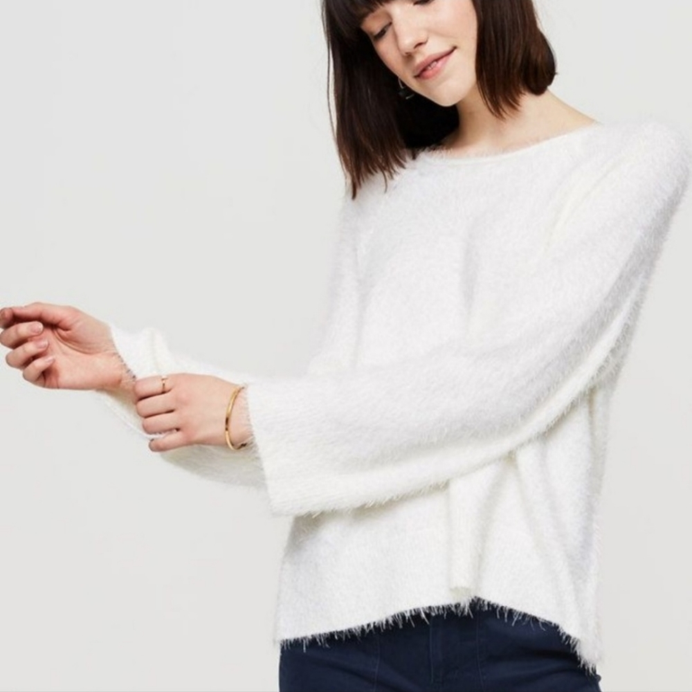 Lou & Grey Eyelash Sweater Off White